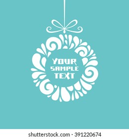 Circle floral frame with bow. Simple original tag. Modern design element. Illustration for print, web