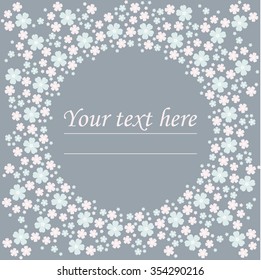 Circle floral  frame can be used for wedding invitation , baby shower card, cover or birthday greeting card. 