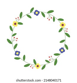 Circle floral frame. Circular flower wreath. For greeting card, wedding , birthday card, invitation. Vector illustration.