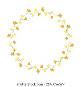 Circle floral frame. Circular flower wreath. For greeting card, wedding , birthday card, invitation. Vector illustration.