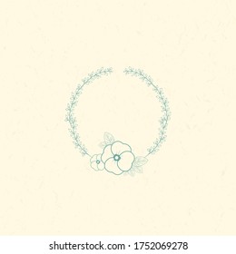 Marco floral circular con adorno floral de hojas de flores, Diseño de elementos, Coronas decorativas para el diseño, plantilla de logotipo, Ilustración vectorial.