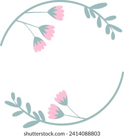 Circle Floral Frame Vector Illustration