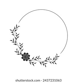 Circle floral frame. Wedding invitation frame vector ilustration