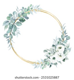 circle floral with golden frame