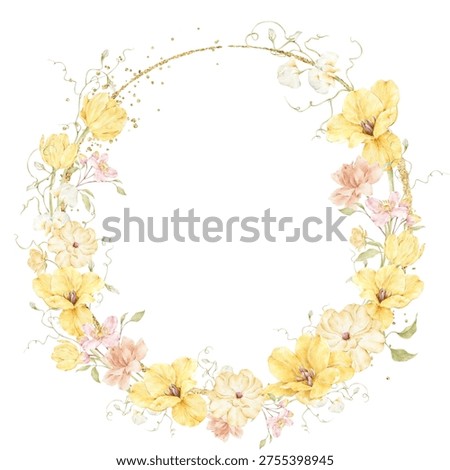 Circle floral with golden frame