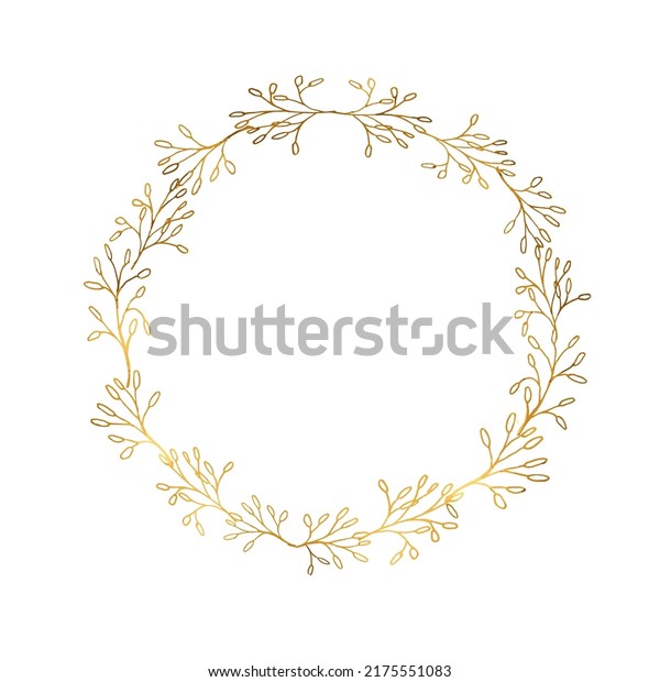 Circle floral golden wreath .Gold Leaf
Wreath. Floral Vector Design Element for
Decor