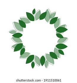 Circle floral green frame. Decorative leaf wreath for logo template, wedding save date, for party, festive spring decor, for trinity, for easter, for calendar. Can be used for social media highlights.