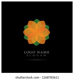 Circle Floral Logo. Symbol & Icon Vector Template