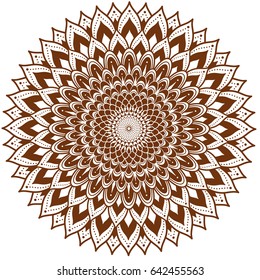 Circle floral ornament, henna tattoo style.
Isolated on white. Change color with one click!