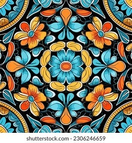 Patrón floral circular. Patrón simétrico sin costuras. Flor de línea gráfica de arte abstracto. Elegante estilo retro moderno de lujo original. Para fondo textil textil de textura fondo papel tapiz.