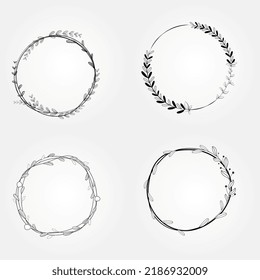 circle floral set design. botanical wreath vector illustration isolated. eps file editable for wedding, invitation card, save the date, logo, initial name card and more.