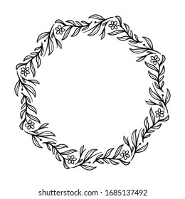 circle floral vintage draw frame vector illustration