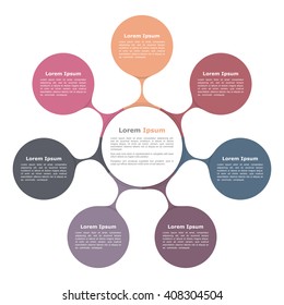 Circle Flow Chart With Seven Elements, Circle Diagram, Infographic Template, Vector Eps10 Illustration