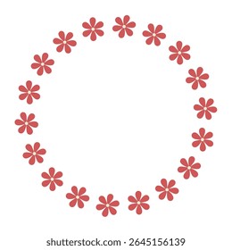 Circle flower frame. Elegant, minimal pink floral border, rounded wreath. Suitable for wedding invitations, cards, profile decoration, social media, web, and print etc. 