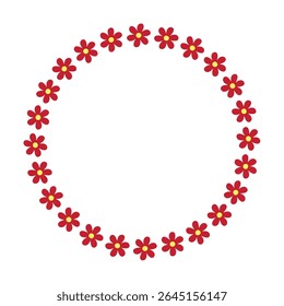 Circle flower frame. Elegant, minimal pink floral border, rounded wreath. Suitable for wedding invitations, cards, profile decoration, social media, web, and print etc. 