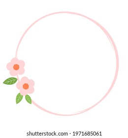 Circle flower frame isolated on white background vector illustration.