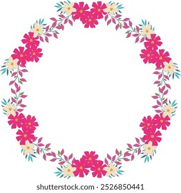 circle flower frame pink color