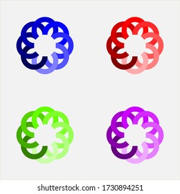 flor de círculo con efecto de gradación conjunto de iconos conjunto de diseño vectorial