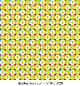 circle and flower icon image, gold and copper color tile - Geometric seamless pattern