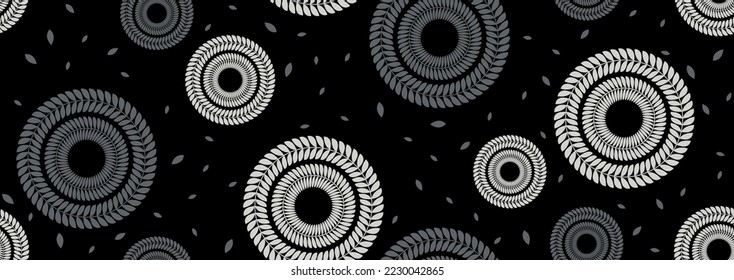 circle flower leaf abstract african pattern background, textile art, tribal abstract hand-draw, summer fashion artwork for Fabric print, shirt, clothes, handkerchief, table cloth, scarf, bag