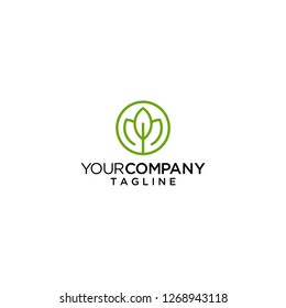 circle flower leaf logo vector