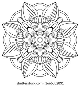 Circle flower of mandala with floral ornament pattern,Vector mandala relaxation patterns unique design with nature style, Hand drawn pattern,Mandala template for page decoration cards, book, logos