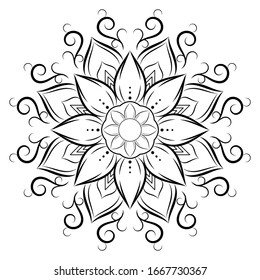 Circle flower of mandala with floral ornament pattern,Vector mandala relaxation patterns unique design with nature style, Hand drawn pattern,Mandala template for page decoration cards, book, logos
