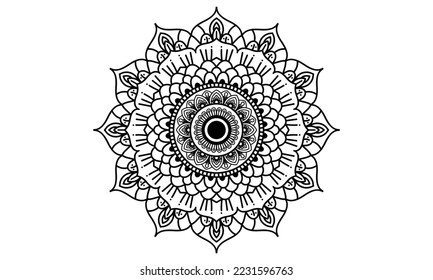 Circle flower of mandala with floral ornament pattern, Mandala Silhouette, Mandala Clipart, Paper Cut, Eps
