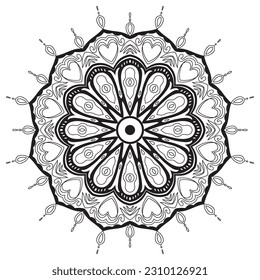 Circle flower of mandala with floral ornament pattern,Vector mandala relaxation patterns unique design with nature style, Hand drawn pattern,Mandala template for page decoration cards, book,