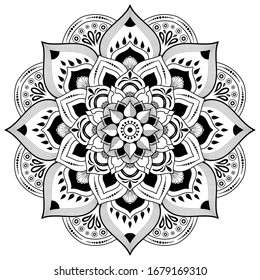 Circle flower of mandala with vintage floral style, Vector mandala Oriental pattern, Hand drawn decorative element. Unique design with petal flower. Concept relax and meditation use for page logo book