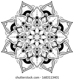 Circle flower of mandala with vintage floral style, Vector mandala Oriental pattern, Hand drawn decorative element. Unique design with petal flower. Concept relax and meditation use for page logo book