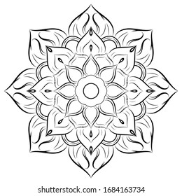 Circle flower of mandala with vintage floral style, Vector mandala Oriental pattern, Hand drawn decorative element. Unique design with petal flower. Concept relax and meditation use for page logo book