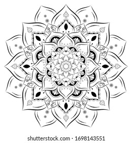 Circle flower mandala with vintage floral style, Vector mandala Oriental pattern, Hand drawn decorative element. Unique design with petal flower. Concept relax and meditation use for page logo book