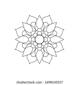 Circle flower mandala with vintage floral style, Vector mandala Oriental pattern, Hand drawn decorative element. Unique design with petal flower. Concept relax and meditation use for page logo book