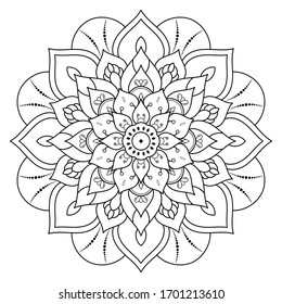 Circle flower of mandala with vintage floral style, Vector mandala Oriental pattern, Hand drawn decorative element. Unique design with petal flower. Concept relax and meditation use for page logo book