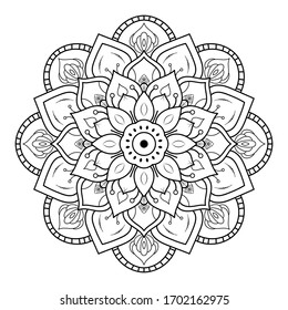 Circle flower of mandala with vintage floral style, Vector mandala Oriental pattern, Hand drawn decorative element. Unique design with petal flower. Concept relax and meditation use for page logo book