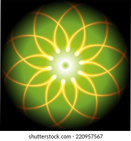 Circle flower on dark green background