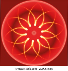 Circle flower on red background