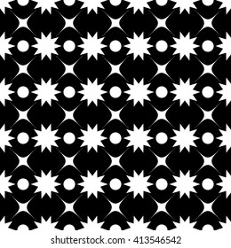 Circle and flower seamless pattern. Fashion graphic background design. Modern stylish abstract texture. Monochrome template for prints, textiles, wrapping, wallpaper, website etc. VECTOR illustration
