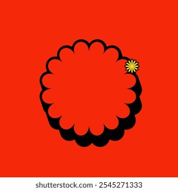 Circle Flower Tag Icon with Red Vintage Color. Label Icon. High Quality Vector Icon. Editable Vector