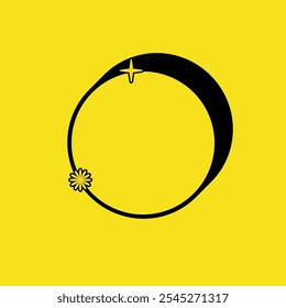 Círculo y flor cuadro de texto o icono de etiqueta con color amarillo de Antiguas. Icono de etiqueta. Icono de Vector de alta calidad. Vector editable