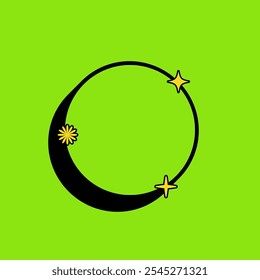 Circle and Flower Text Box or Tag Icon with Green Vintage Color. Label Icon. High Quality Vector Icon. Editable Vector