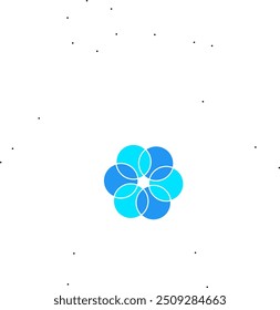 Circle flower vector logo with blue color for business company 
