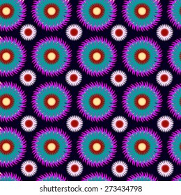 Circle flowers colorful seamless pattern
