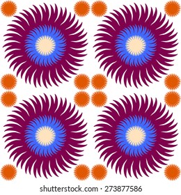 Circle flowers colorful seamless pattern