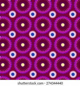 Circle flowers colorful seamless pattern