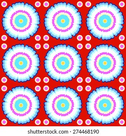 Circle flowers colorful seamless pattern