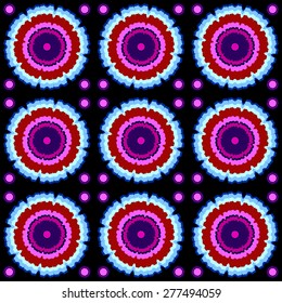 Circle flowers colorful seamless pattern