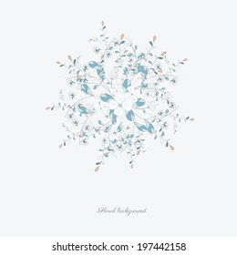 Circle with flowers. Cute floral background