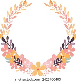Un concepto de diseño de flor circular de borde floral de marco circular